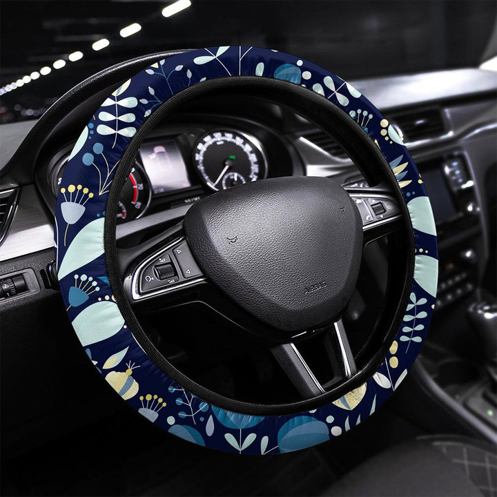 Beautiful Tropical Print With Palm Leaves Printed Car Steering Wheel Cover