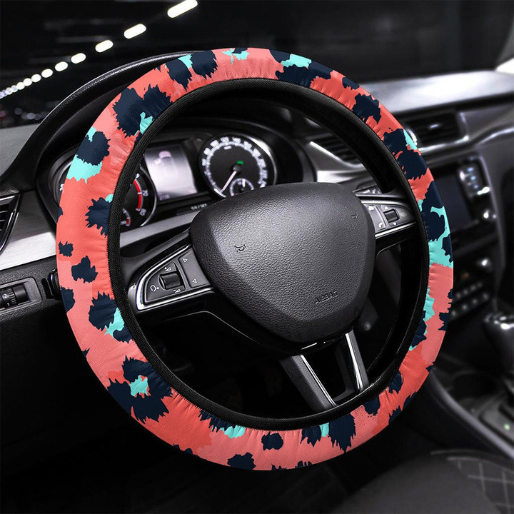 Leopard Pattern Design Funny Drawing Seamless Printed Car Steering Wheel Cover