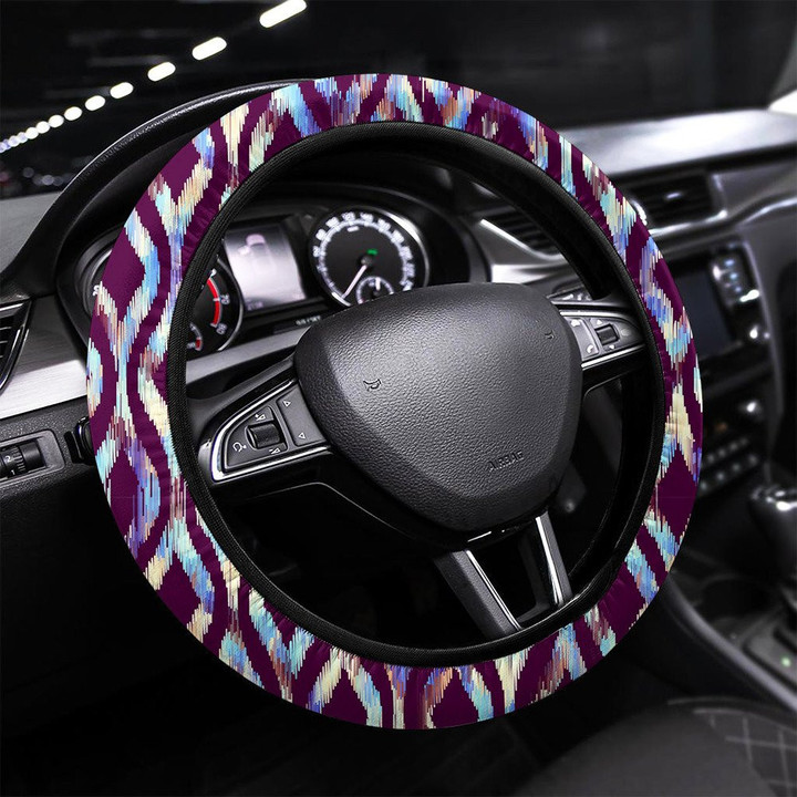 Seamless Square Pattern Abstract Tribal Printed Car Steering Wheel Cover