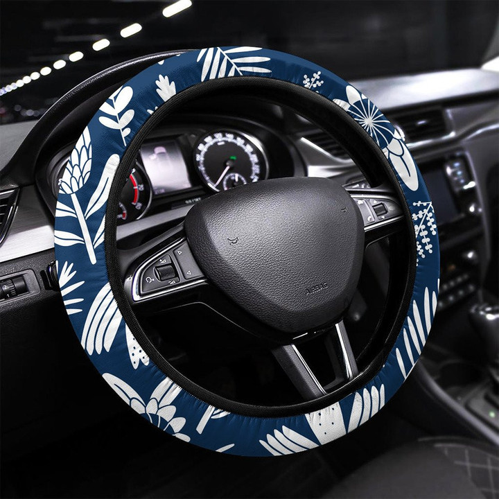 Birds And Protea Seamless Pattern Printed Car Steering Wheel Cover