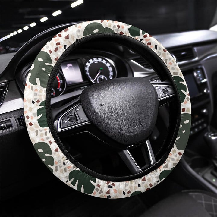 Seamless Pattern With Hand Drawn Animal Printed Car Steering Wheel Cover