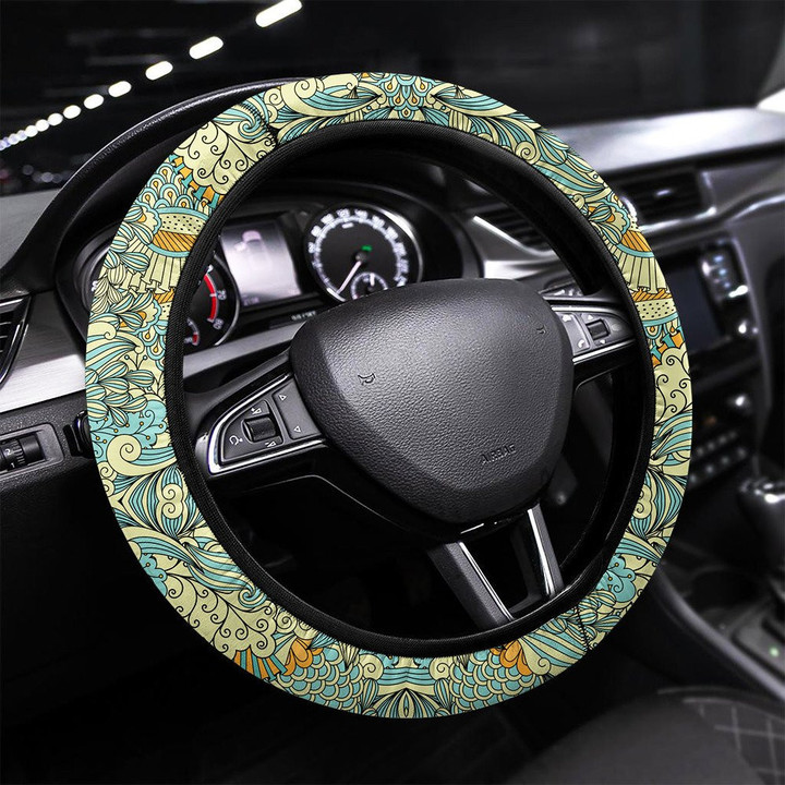 Light Colors Ethnic Decorative Pattern Printed Car Steering Wheel Cover