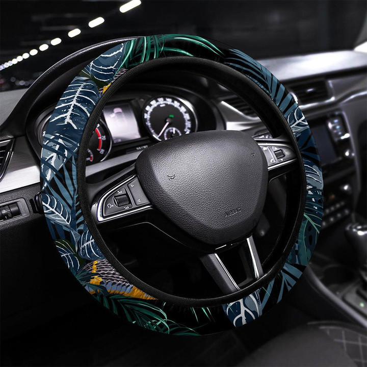 Tropical Jungle Yellow Snake Printed Car Steering Wheel Cover