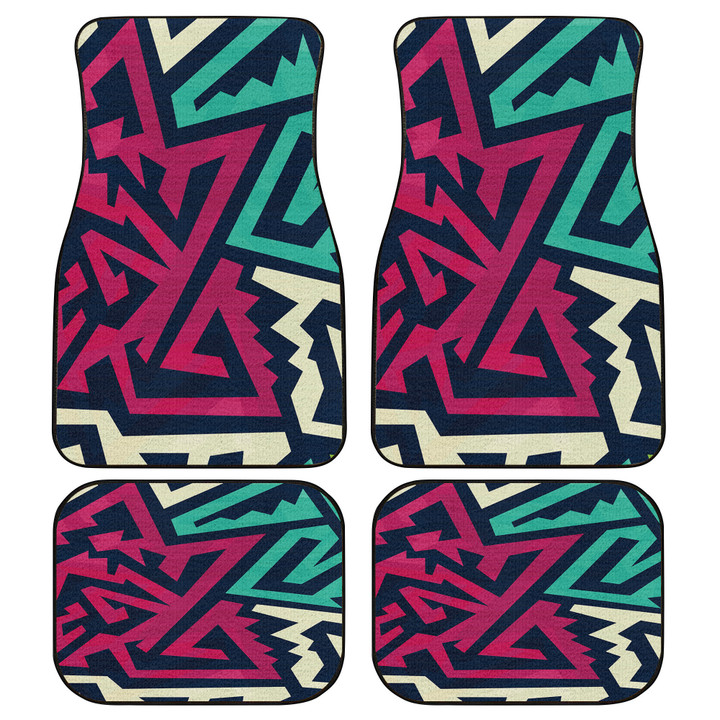 Green And Pink Grunge Graffiti Geometric Shapes All Over Print All Over Print Car Floor Mats