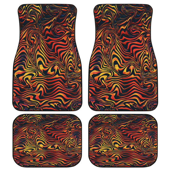 Orange Red Starry Night Psychedelic Neon Swirls Pattern All Over Print Car Floor Mats