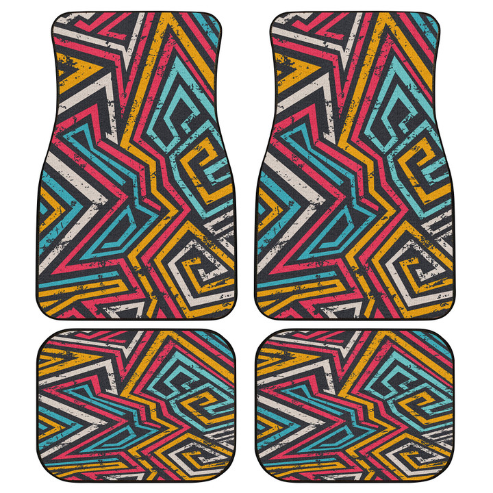 Multicolor Tiny Grunge Graffiti Geometric Shapes All Over Print All Over Print Car Floor Mats