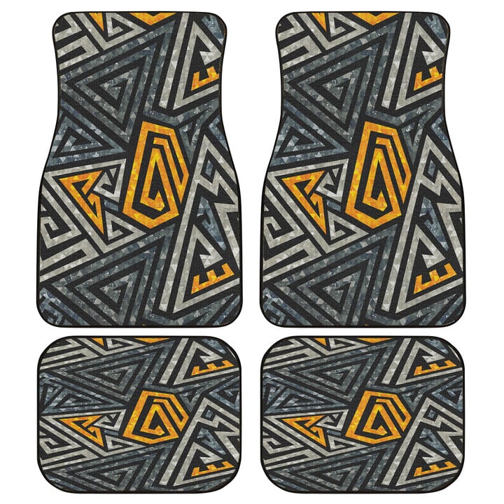 Yellow And Grey Triangle Pattern Geometric Texture All Over Print Car Floor Mats