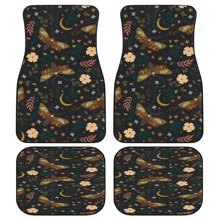 Adorable Butterfly Over Moon Brown Tone All Over Print Car Floor Mats