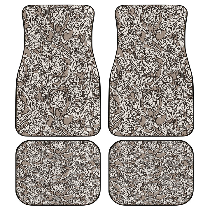Dried White Leaf Tree Plants Brown Theme All Over Print Car Floor Mats