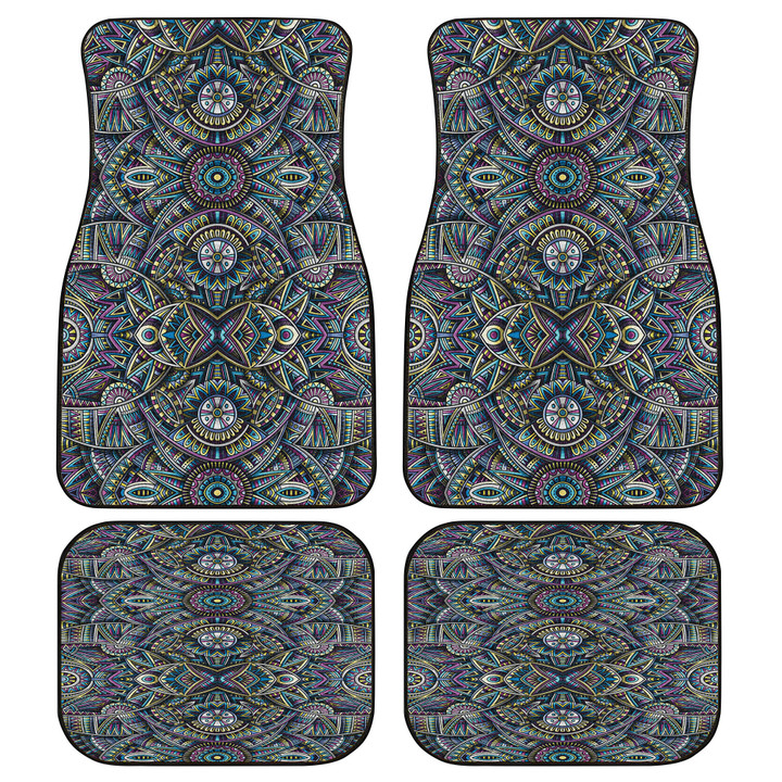 Blue Mirror Aztec Pattern Vintage Tribal Texture All Over Print Car Floor Mats