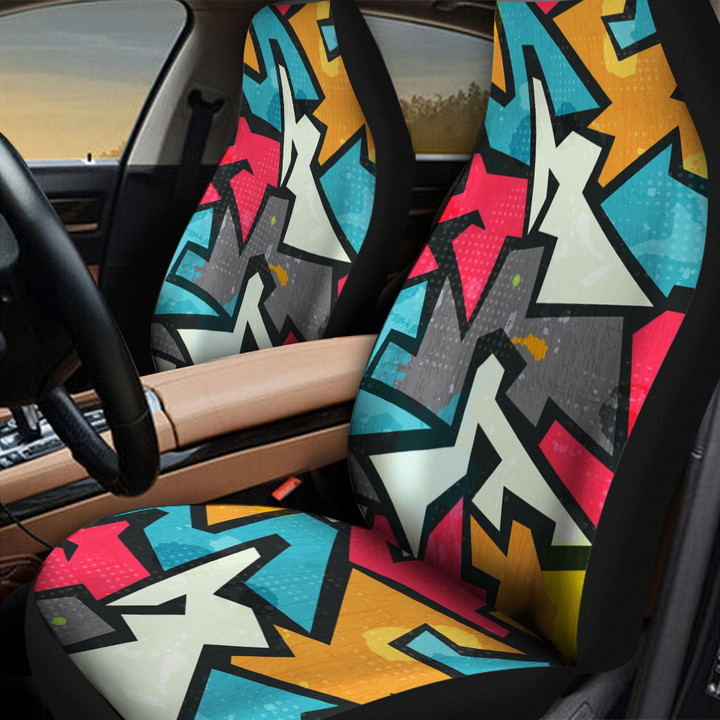 Tiny Colorful Grunge Graffiti Geometric Shapes All Over Print All Over Print Car Seat Cover