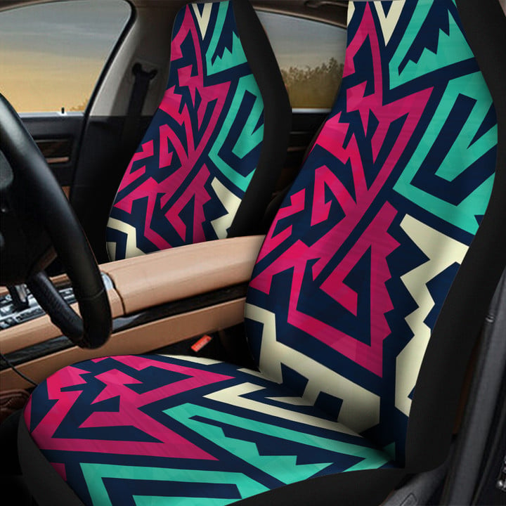 Green And Pink Grunge Graffiti Geometric Shapes All Over Print All Over Print Car Seat Cover