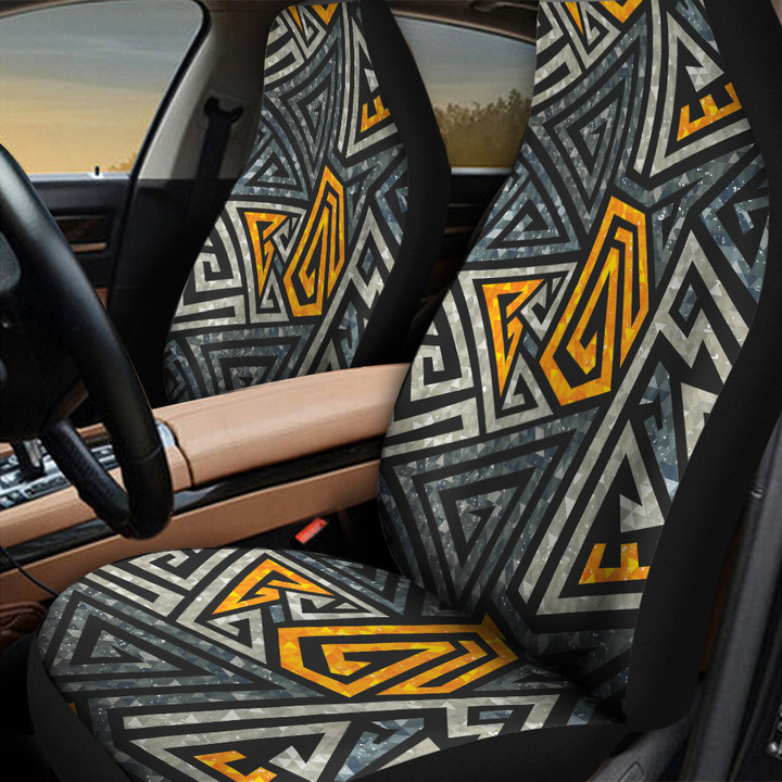 Yellow And Grey Triangle Pattern Geometric Texture All Over Print Car Seat Cover