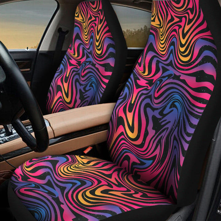 Pink Ombre Starry Night Psychedelic Neon Swirls Pattern All Over Print Car Seat Cover