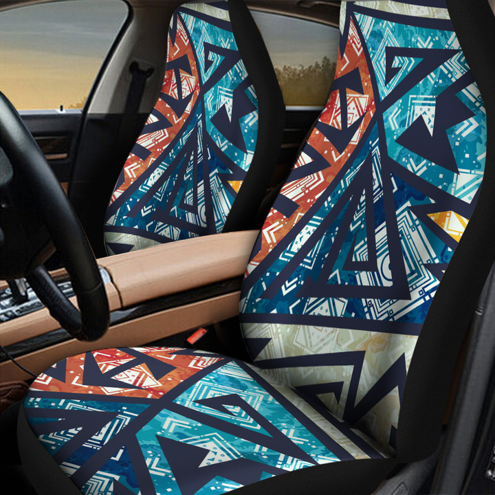 Blurry Blue Grunge Graffiti Geometric Shapes All Over Print All Over Print Car Seat Cover