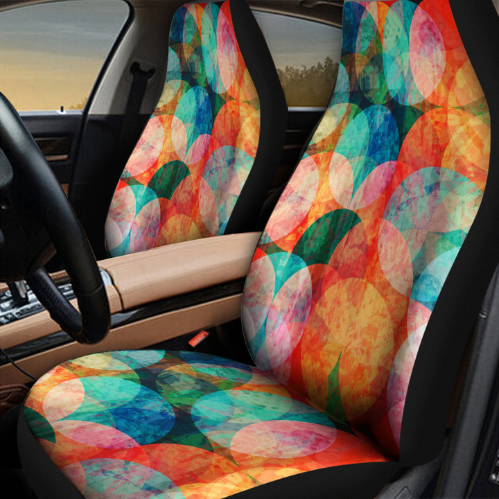 Many Vivid Color Watercolor Circle Seamless All Over Print Car Seat Cover