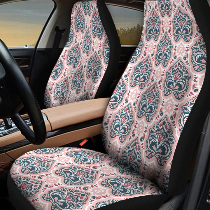 Vintage Flower Tribal Pattern Pink Theme All Over Print Car Seat Cover