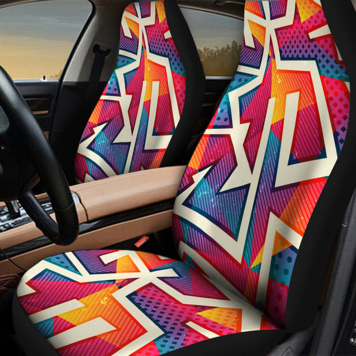 Orange Ombre Grunge Graffiti Geometric Shapes All Over Print All Over Print Car Seat Cover