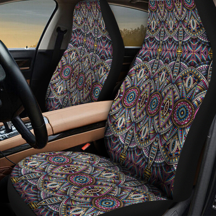 Grey Mirror Aztec Pattern Vintage Tribal Texture All Over Print Car Seat Cover