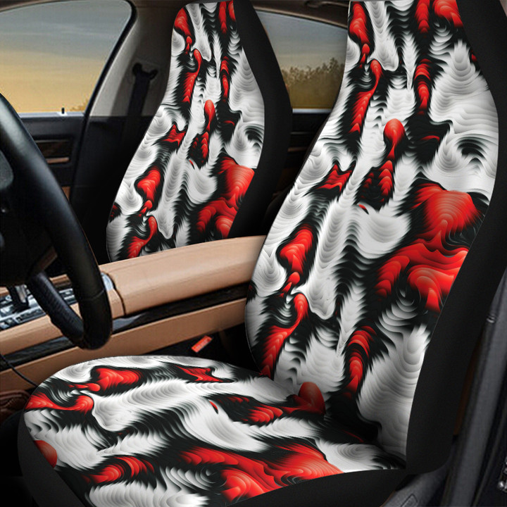 Red And White Urban Abstract Camoflag Pattern All Over Print Car Seat Cover