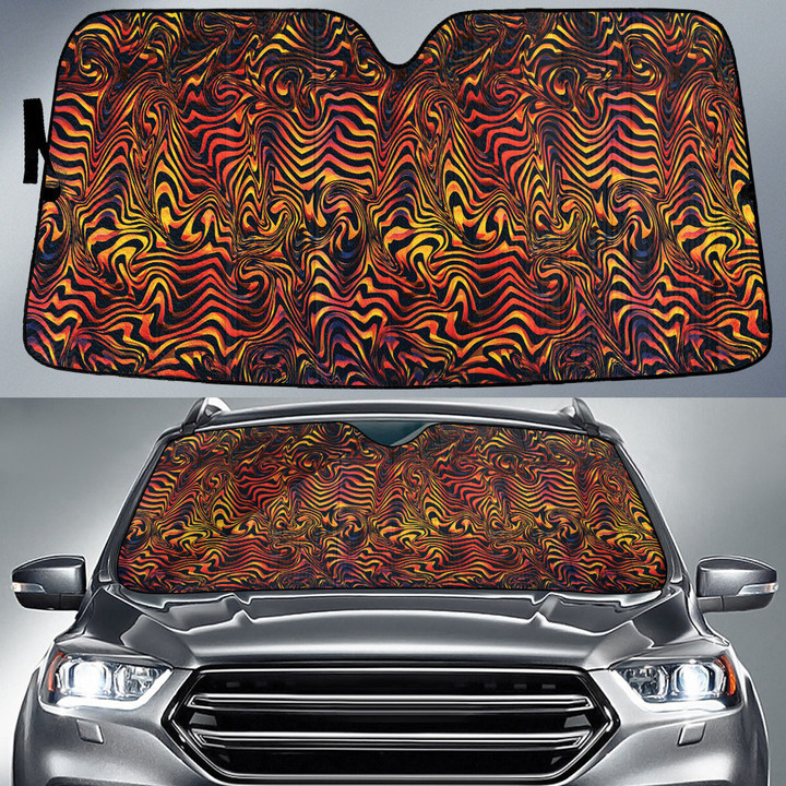 Orange Red Starry Night Psychedelic Neon Swirls Pattern Car Sun Shades Cover Auto Windshield