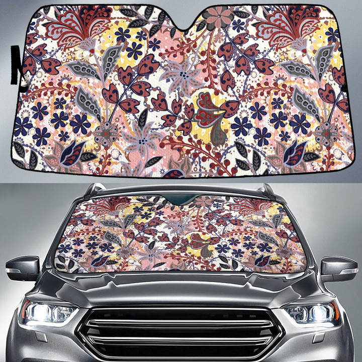 Plumeria Flower And Tropical Flower Colorful Theme Car Sun Shades Cover Auto Windshield