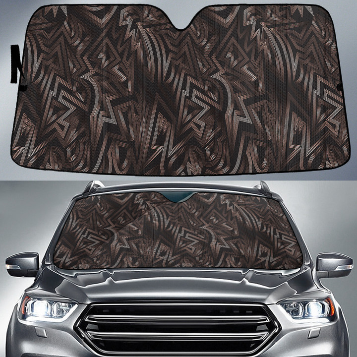 Brown Tone Blocks Geometric Shapes All Over Print Car Sun Shades Cover Auto Windshield