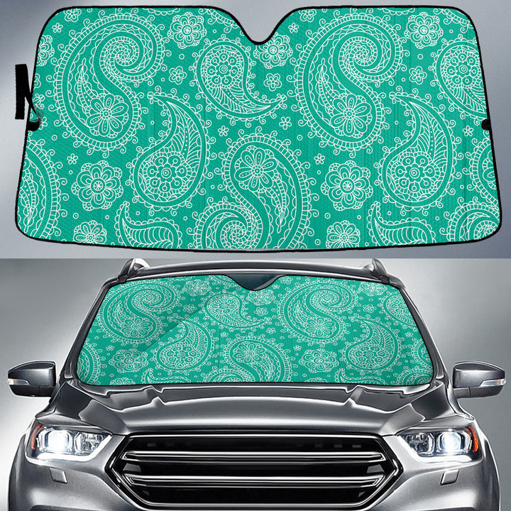 White Tropical Flower And Leaves Green Theme Car Sun Shades Cover Auto Windshield