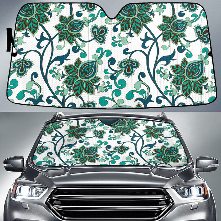 Stylized Hawaiian Hibiscus Flower Hand Drawng Style White Theme Car Sun Shades Cover Auto Windshield