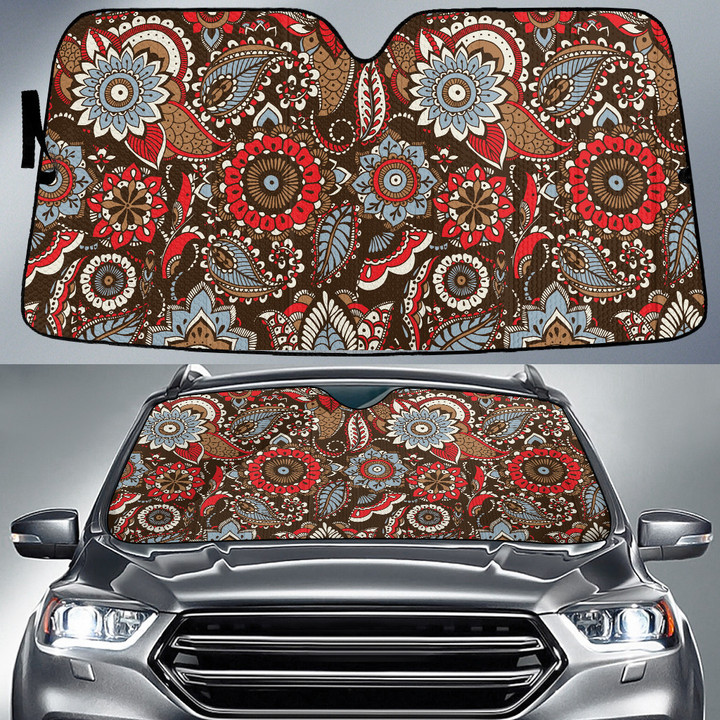 Blue And Red Hawaiian Hibiscus Flower Vintage Style Car Sun Shades Cover Auto Windshield