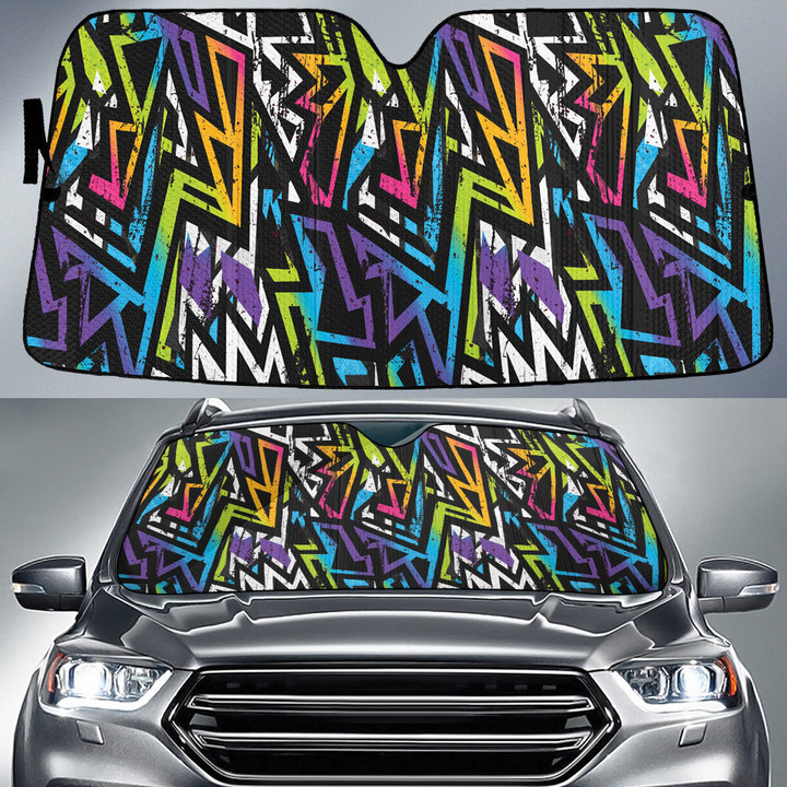 Abstract Geo Graffiti Fuchsia Seamless Geometric Pattern Car Sun Shades Cover Auto Windshield