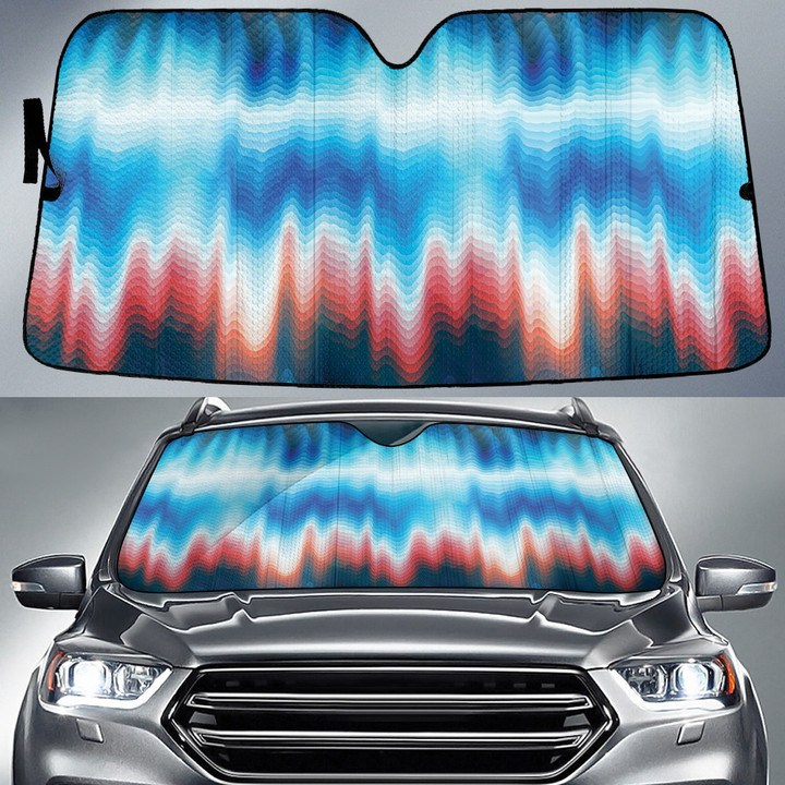 Blue Ombre Soothing Waves Lapghan Pattern Car Sun Shades Cover Auto Windshield