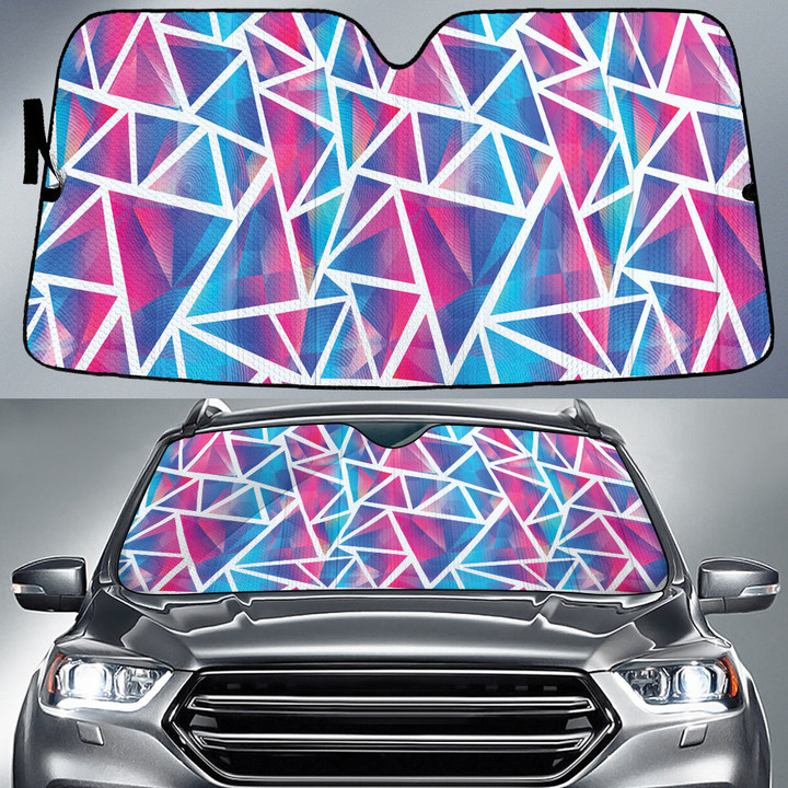 Abstract Light Triangle Pattern Pink To Blue Color Car Sun Shades Cover Auto Windshield
