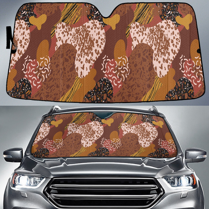 Brown Tone Zebra And Leopard Skin Texture All Over Print Car Sun Shades Cover Auto Windshield