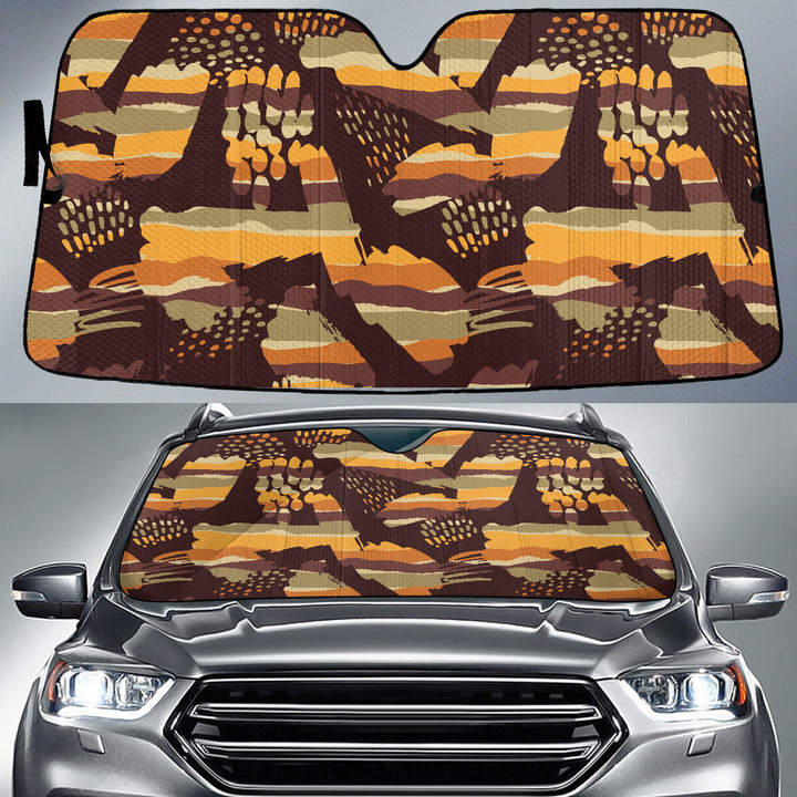 Torn Tropical Leaves Rainbow Stripes All Over Print Car Sun Shades Cover Auto Windshield