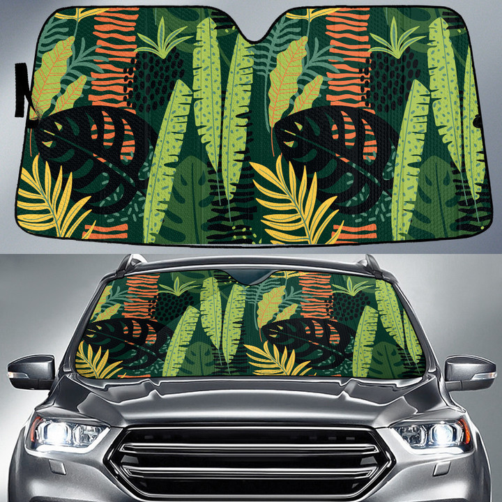 Colorful Tropical Leaves Collection All Over Print Car Sun Shades Cover Auto Windshield