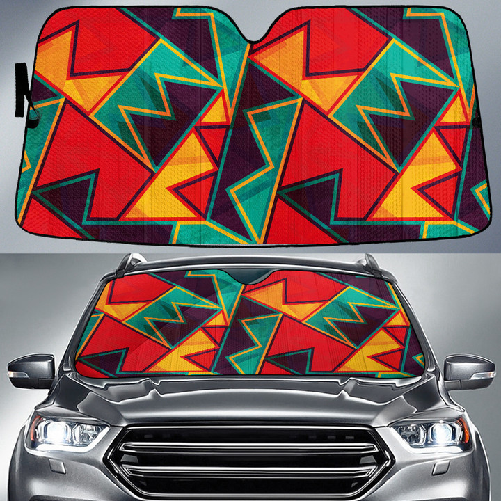 Colorful Hot Blocks Geometric Pattern All Over Print Car Sun Shades Cover Auto Windshield
