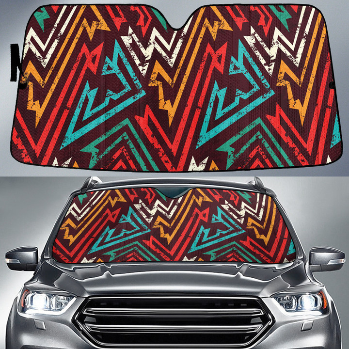 Blurry Tribal Lines Lunarable Pattern In Hot Color Car Sun Shades Cover Auto Windshield