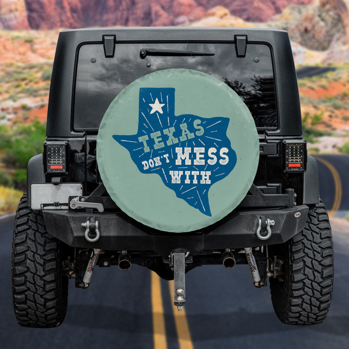 Rustic Texas Flag Don't Mess With Texas Mint Green Theme Printed Car Spare Tire Cover