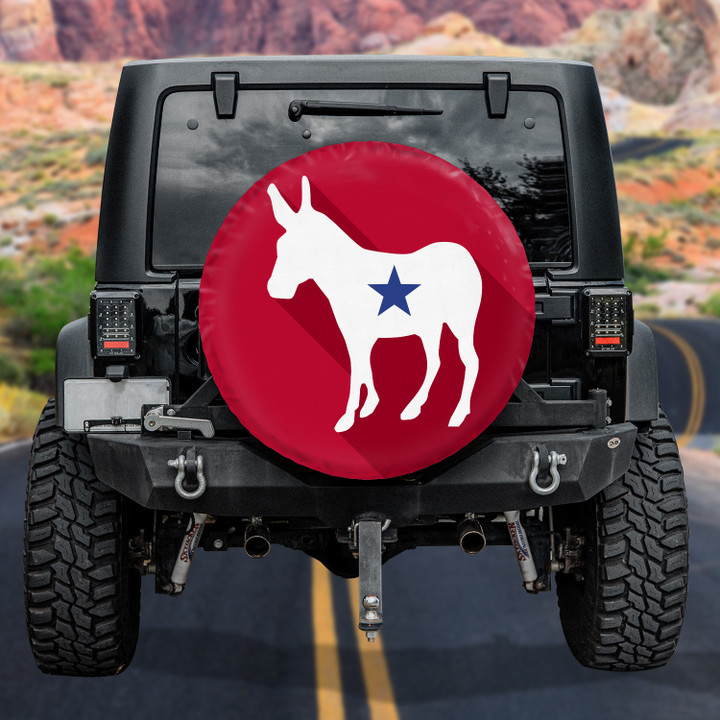 Democratic Party American Flag Pattern Black Theme Printed Car Spare Tire Cover