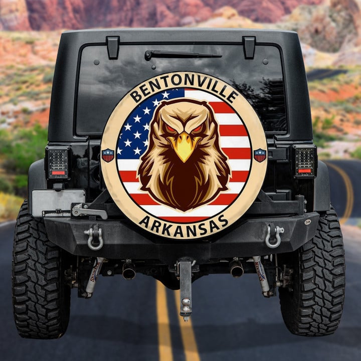 Bentonville Arkansas American Eagle Independence Day Flag Pattern Printed Car Spare Tire Cover