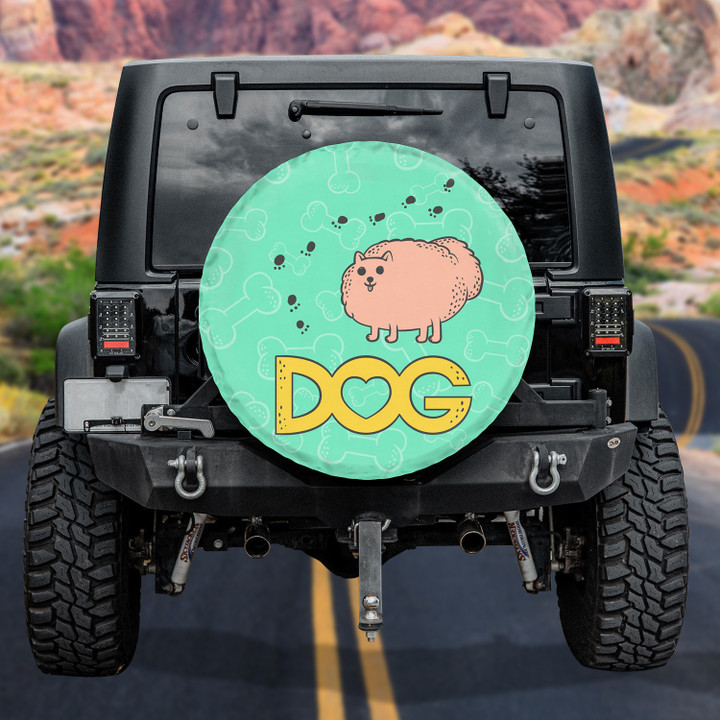 Dog Dunny Caricature Animal Lovers Cute Dog Mint Theme Printed Car Spare Tire Cover