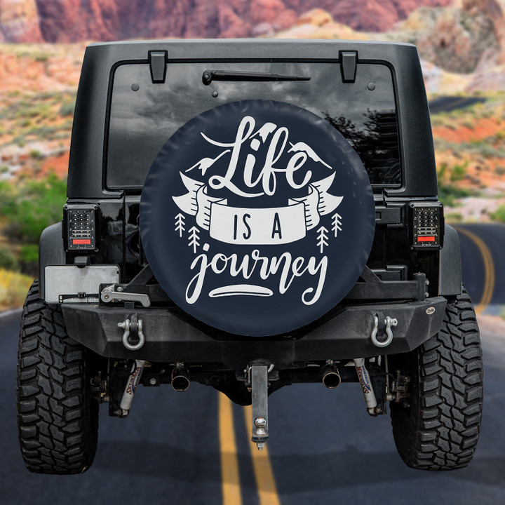 Life Is A Journey Summer Vibe Black Theme Printed Car Spare Tire Cover