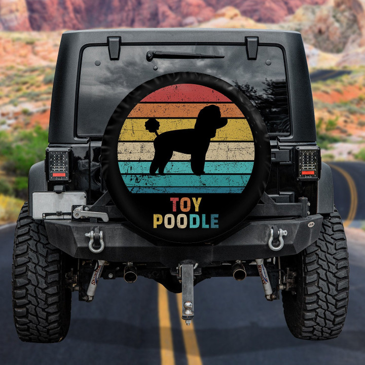 Toy Poodle Dog Silhouette Colorful Vintage Design Spare Tire Covers