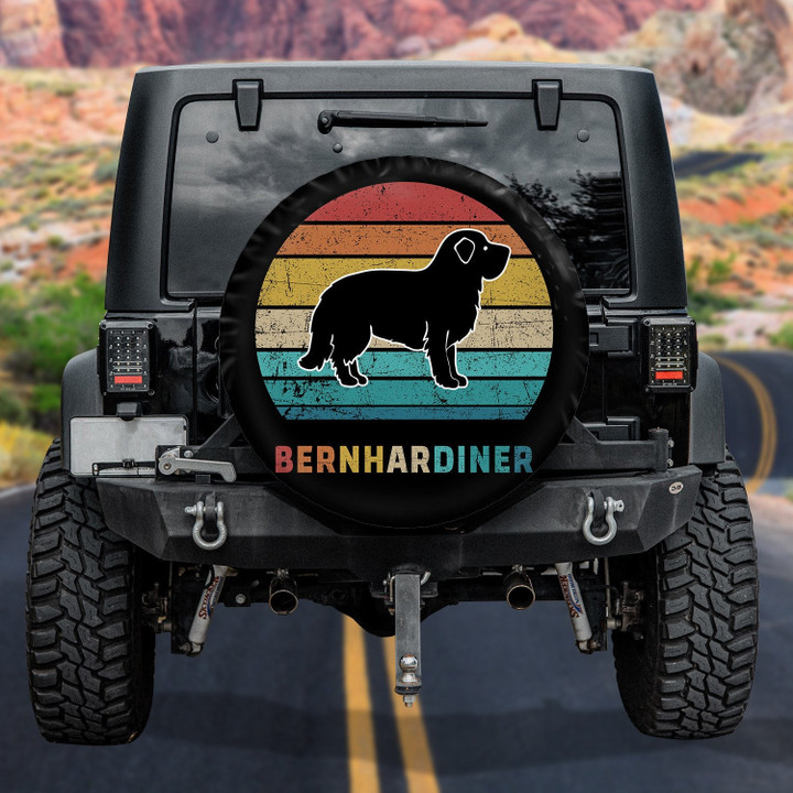 Bernhardiner Dog Silhouette Colorful Vintage Design Spare Tire Covers