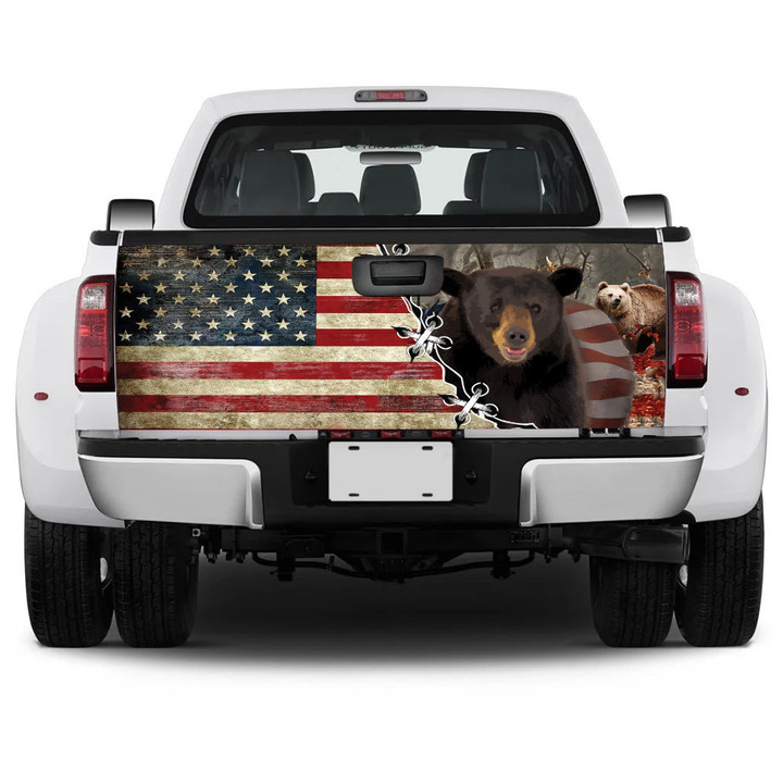 Bears Picture USA Flag Truck Tailgate Decal Car Back Sticker