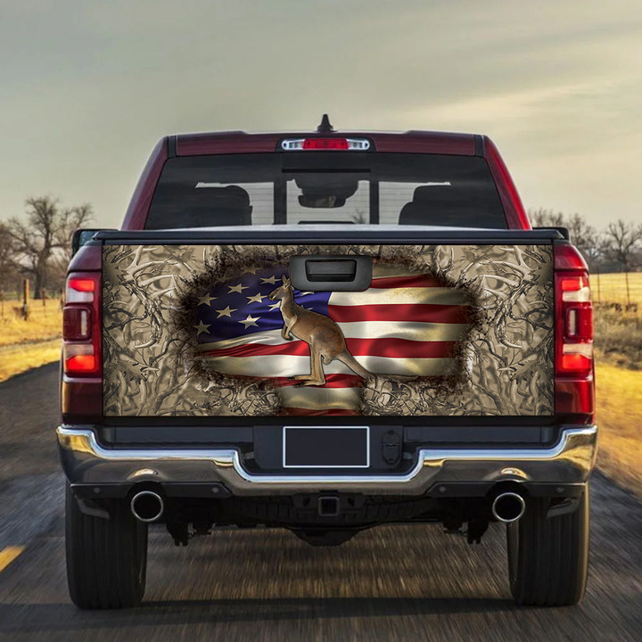 Kangaroo Inside USA Flag Thorn Bush Truck Tailgate Decal Car Back Sticker