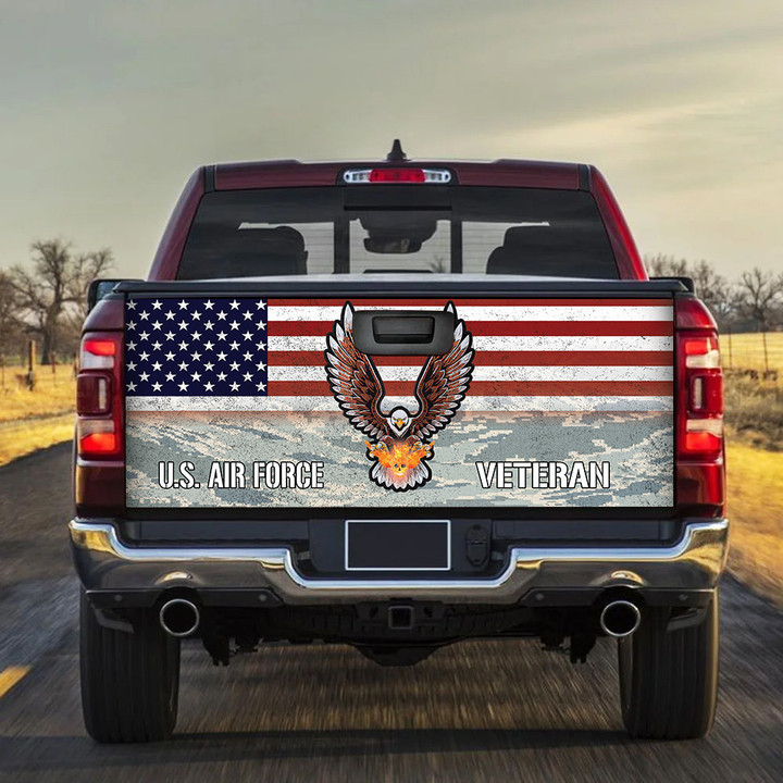 US Air Force Veteran Eagle USA Flag Truck Tailgate Decal Car Back Sticker