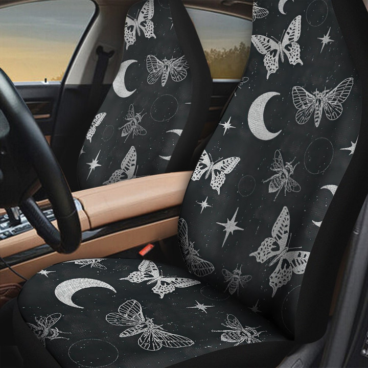 Black White Butterfly Moon Star Car Seat Covers