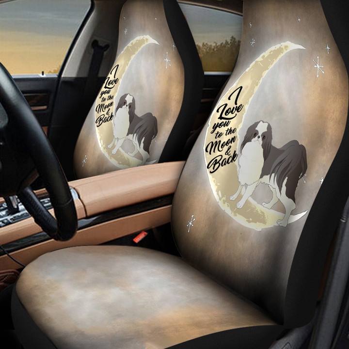 Japanese Chin Love You To The Moon And Back Car Seat Covers